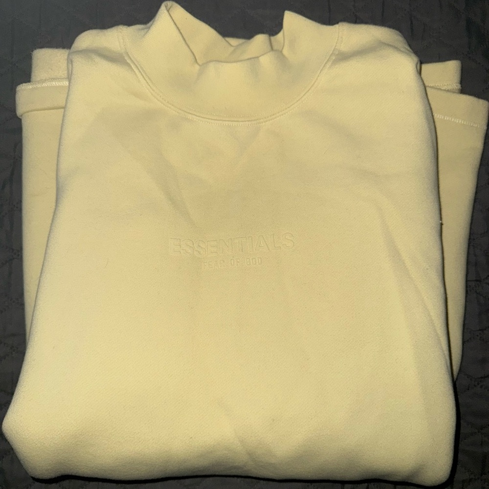 Essentials Cream Knit Crewneck Sweater